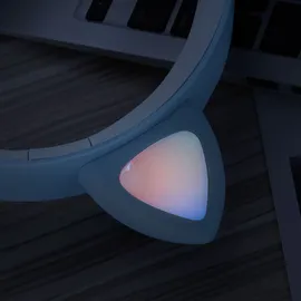 Avizar Kopfhörer mit LED Katzenohren Design Hellblau