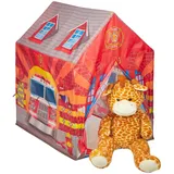 Relaxdays Feuerwehr Kinderzelt, Polyester Leicht 103 x 71 x 94 cm 0,7 kg