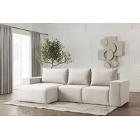 Fun Möbel Ecksofa Designersofa ESTELLE in Stoff Poso Creme