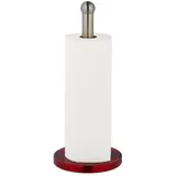 Relaxdays Stehender Küchenrollenhalter Rot,Silber