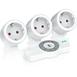 BEARWARE Funksteckdosen-Set für den Innenbereich 3x Funksteckdosen + Fernbedienung / max. 25m