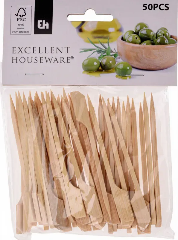 Excellent Houseware Cocktail/Tapas-Spieße 50 Stück 9cm Bambus Appetizer-Spieß 50 Stück 9 cm