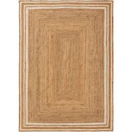 benuta Pure Juteteppich, Weiß, Textil, Beton Optik, Rechteckig, 160x230 cm, Gots, für Fußbodenheizung geeignet, Teppiche - Böden, Teppiche