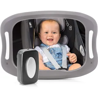 Reer BabyView LED Auto-Sicherheitsspiegel mit Licht - Schwarz/Grau