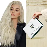 RUNATURE Echthaar Extensions Blond Tressen Extensions Echthaar Platinblond Voller Kopf Echthaar Tressen Remy Weaving Haarverlängerung 40cm 100g 16 Zoll #60