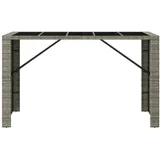 vidaXL Bartisch mit Glasplatte Grau 185x80x110 cm Poly Rattan