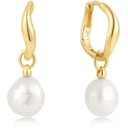 ANIA HAIE - HOOP EARRINGS - FRESHWATER PEARL DROP - gold