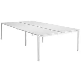 Paperflow easyDesk Doppelschreibtisch weiß rechteckig, 4-Fuß-Gestell weiß 240,0 x 166,0 cm