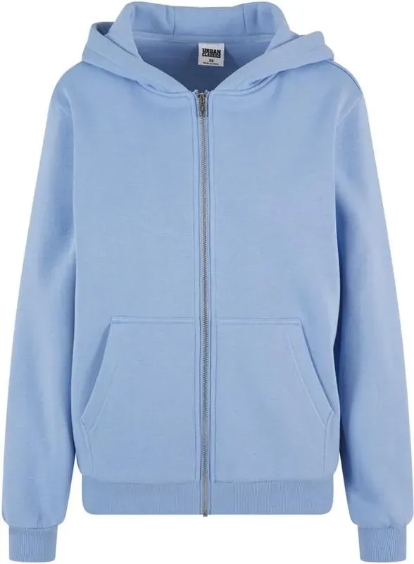 Urban Classics Damen Flauschige Zip-Hoody Sweat & Fleece - Kapuzenjacke mit Reißverschluss powderblue 5XL