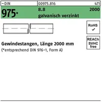 Industrial Quality Supplies DIN 975 Gewindestange VG M8x2000 Stahl
