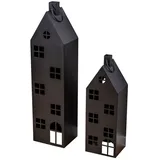 levandeo Laterne Haus 2er Set Metall Schwarz