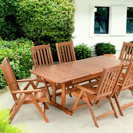 Konsimo Gartenmöbel-Set Hergestellt in EU und Handgefertigt "ALCES", braun, aus massivem Kiefernholz, 160/210x73x90 | 663x106x73 cm - Braun