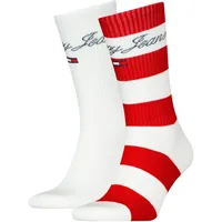 2er Pack TOMMY HILFIGER Socken mit Rugby-Streifen 002 - red/white 39-42