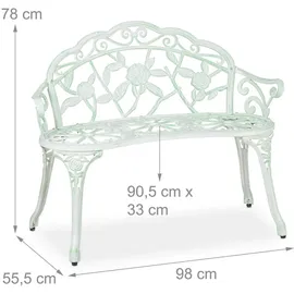 Relaxdays Gartenbank 98 x 78 x 55,5 cm Weiß/Grün