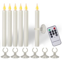 Cosylive LED Stabkerzen mit Fernbedienung und Timerfunktion, 6 Stück Magnetfuß Flammenlose Kerzen Batteriebetrieben Kerzen für Weihnachten Halloween Abendessen Hochzeitsfeier Dekoration
