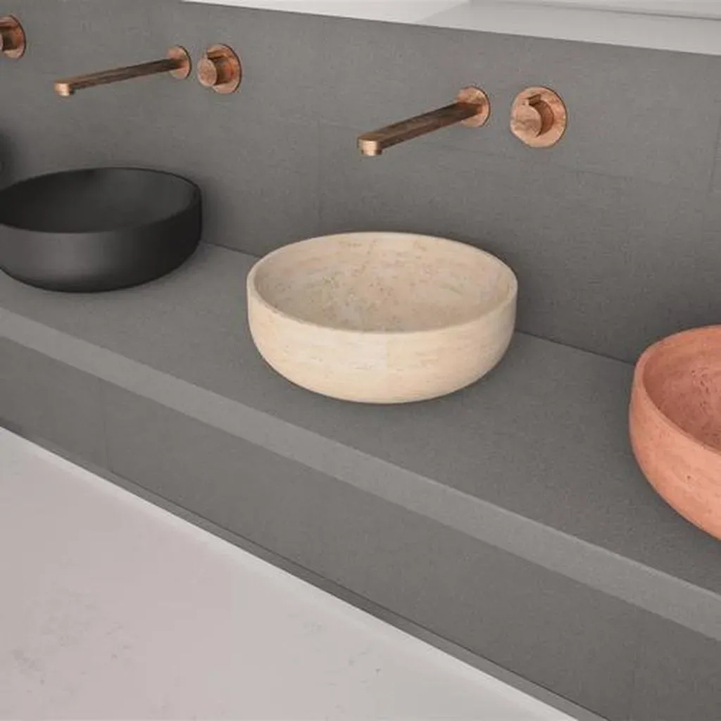 Glassdesign RAPOLANO 45 Travertino Aufsatzwaschtisch TeknoForm - Travertino Natur