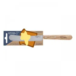 Opinel Frühstücksmesser, rostfreier Sandvik Stahl 12C27, Mikrozahnung, Buche, natur