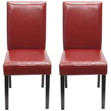 Mendler 2er-Set Esszimmerstuhl Stuhl Küchenstuhl Littau ~ Leder, rot, dunkle Beine