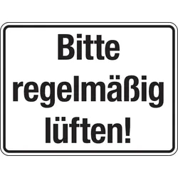 Hinweisschild, Bitte regelmäßig lüften, Folie, 150 x 200 mm - 200x150 mm Folie selbstklebend
