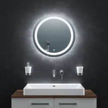 BR Bringer LED Badspiegel Rund - 60cm - Badezimmerspiegel mit Beleuchtung und Anti-Beschlag Funktion - Dimmbar, Energiesparend, 3 Lichtfarben, Touch-Schalter und Speicherfunktion (Modell: BRRS203)