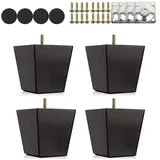 Ruolin Holz Sofafüße 4 Stück, 6cm/ 10cm/ 15cm Ersatz Möbelfüße Schwarz mit Schrauben und Filzgleiter für Sofa Bett Schrank Couch Ottomane