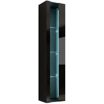 Mirjan24 Vitrine 180 Vigo New 40 x 30 x 180 cm Schwarz Hochglanz