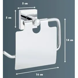 Primaster Toilettenpapierhalter Edelstahl verchromt Classic Cube mit Deckel