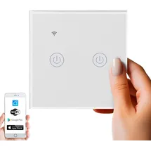 Echos Wlan Smart Touch Lichtschalter Glas 2.4GHz TouchSchalter Smart Life App Alexa und Google Home 2 Schaltausgänge
