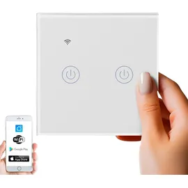 Echos Wlan Smart Touch Lichtschalter Glas 2.4GHz TouchSchalter Smart Life App Alexa und Google Home 2 Schaltausgänge