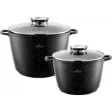 ZILNER 4 Stück Topfset, großes Fassungsvermögen, 10L/14L, Induktionstöpfe, geeignet für Induktion, Geschenk, schwarzes Topfset ZL-8548