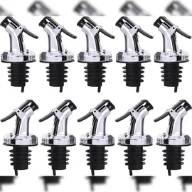 layba Ausgießer für Flaschen Silber Glanz mit Verschlusskappe aus Kunststoff in 10er Set