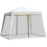 MC Star Pavillon Gartenpavillon Pavillon Festzelt Partyzelt wetterfest Zelt, mit Moskitonetz Metall + Polyester Cremeweiß 3 x 3 m