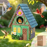 Vogelhaus für Draußen, Attivolife Bunte Vogelnistkästen aus Kunstharz mit Kette zum Aufhängen, als Dekoration für Garten und Hinterhof, Ideal für Blaumeisen Finken, Geschenk für Vogelfreunde Familie