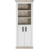 Furn.design Bad-Hochschrank, weiß Pinien, Holzwerkstoff, Nachbildung,Pinie, Uni, 4 Fächer,