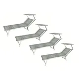 Kit 4 Stk Liegen Kinderbett Meer Schwimmbad Alu Sonnenschirm Einstellbare Grau