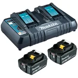 Makita Power Source Kit Li 18V 2x 4Ah Akkus + Doppelladegerät