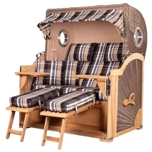 Mr. Deko bene,iving Strandkorb Komplettset Königssee Teak Bullauge PE grau Modell 583