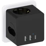 6 in1 Mehrfachsteckdose Mit USB, Steckdosenleiste 4000W, Mehrfachstecker USB C, Steckerleiste, Steckdosenleiste 3-Fach,Verteilersteckdose, Steckdosenwürfel, Doppelstecker für USB Steckdos
