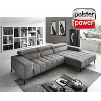 polsterpower Ecksofa - granit - motorische Vorziehfunktion - Canape rechts Sofa