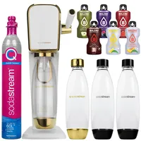 NEU Sodastream Art Wassersprudler Weiß Gold Set 3 Flaschen Sirup Kartusche