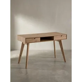 KADIMA DESIGN Schreibtisch mit 2 Schubladen Skandinavisch 120x55x77 cm MDF mit Eichen-Beinen Eichenoptik Staufach | Ergonomisch Kadima Design