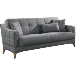Dmora Schlafsofa Juan, Lineares 3-Sitzer-Schlafsofa mit 3 Kissen inklusive, 207x82xh92 cm, grau