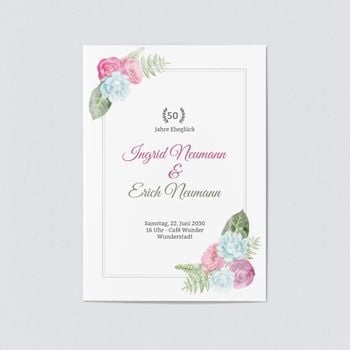Karten Hochzeitstag (5 Karten) selbst gestalten, Blüten - Weiß