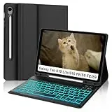 Tiiomioon Hülle mit Tastatur für Samsung Galaxy Tab S10 Lite/ S10 FE 10.9” (2025), S9 FE 10.9"/ S9 11" (2023), Magnetische Tastatur für Samsung Galaxy Tab S10 Lite mit 7-Farben-Beleuchtung, Schwarz