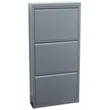 VCM ebuy24 Pisa Schuhschrank mit 3 Klappen/Türen in Metall Grau