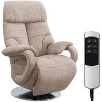 CAVADORE TV-Sessel Istanbul / Fernsehsessel mit elektrisch verstellbarer Relaxfunktion / 2 E-Motoren / 80 x 115 x 79 / Lederoptik: Beige