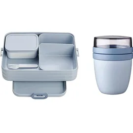 Mepal Brotdose Lunch to go Set Snacks | Bento Box - Essenbox mit Fächern | Nordic blue