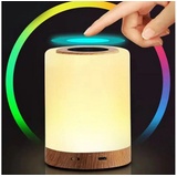 Aisutha LED Nachttischlampe Touch Dimmbar mit 10 Farben und 4 Modi, Holzmaserung Nachtlicht USB Aufladbar, Tischlampe mit Timing Funktion für Schlafzimmer Wohnzimmer und Kinderzimmer
