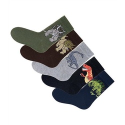 Socken H.I.S Gr. 23-26, bunt Kinder Socken Lange Socke Strümpfe Mädchen mit Dinosauriermotiven