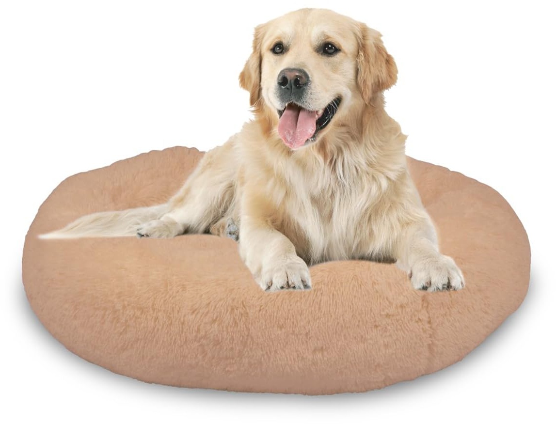 Peaceful Pooch L - flauschiges Hundebett - 94cm Durchmesser - faltbar - in versch. Größen - Katzenbett - waschbar - herausnehmbare Polsterung - entspannt Gelenke & Muskeln - Anti-Rutsch-Noppenboden